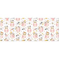 OTVEE Cute Pink Owls and Flowers Design Birthday Wrapping Paper Roll, Mini Roll Gift Wrap Perfect fo