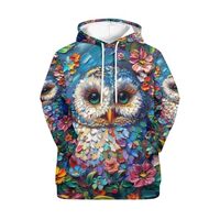 PinUp Angel Floral Owl Print Cute Pullover Hoodie for Women Hoodies Graphic Sweatshirt Casual Jacket