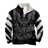 domirica Sweatshirts For Men Owl Print Long Sleeve Half Zip Pullover Big And Tall Fleece Crew Neck H