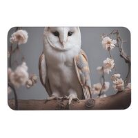 YKLBV Non-Slip Floor Mat A Small White Barn Owl Printed Water Absorbent Mat Diatomaceous Mud Mat for