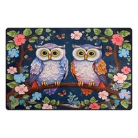 CZXW Owls on Floral Branch Area Rug Small Non-Slip Front Door Rugs Washable Soft Doormats for Porch 