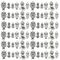 Youdiyla 96Pieces Owl Series Antique Silver Pendant Jewelry Making DIY Keychain Earrings Pendant Var
