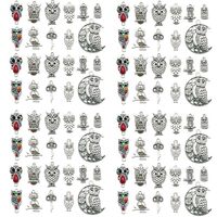 Youdiyla 66Pieces Owl Series Antique Silver Pendant Jewelry Making DIY Keychain Earrings Pendant Var