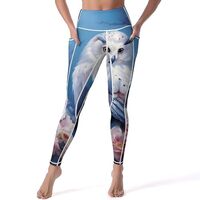 Owl Leggings for Women High Waisted Yoga Pants Workout Athletic Running Pants S
