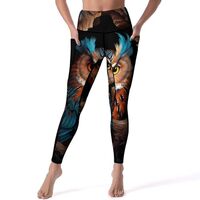 Cute Owl Leggings for Women High Waisted Yoga Pants Workout Athletic Running Pants S