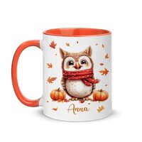 Hyturtle Personalized Owl Fall Mug - Cute Owl Gift For Women - Autumn Mugs For Owl Lover - Maple Lea