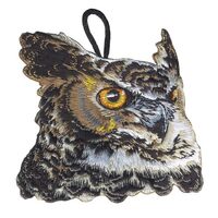 Realistic Wood Badge Owl Critter Head Embroidered Patch - ClassB