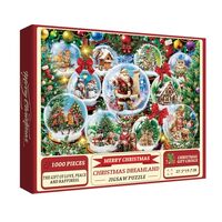 Christmas Fun Crystal Balls Puzzles for Adults 1000 Pieces, Colorful Winter Holiday Santa Claus Jigs