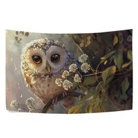 XYMZR Tapestry White Floral Owl Tree Wall Hanging Tapestry Funny Personalized Tapestry for Bedroom D