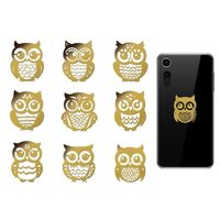 OLYCRAFT 9pcs 1.6x1.6 Inch Owl Pattern Metal Stickers Animal Silhouette Self Adhesive Gold Stickers 