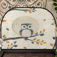 Xopovanx Owl Moon Leaf Semicircle Area Rugs, Half Round Entry Floor Mats, Half Circle Carpets Doorma