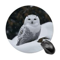 Round Mouse Mat Snow Owl Printed Cute Mouse Pad Funny Mouse Pad for Desk Rubber Base Mouse Pad Small