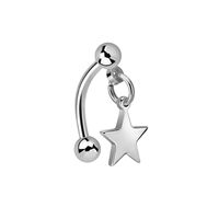 Pierced Owl 16GA 316L Stainless Steel Dangling Star Curved Eyebrow Barbell (6mm Length)