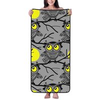 Buewutiry Cotton Bath Towels for Bathroom - Moon Owl - Gray Microfiber Quick Dry Towels for Body Bat