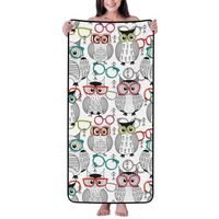 Buewutiry Cotton Bath Towels for Bathroom - Owl with Glasses Microfiber Quick Dry Towels for Body Ba