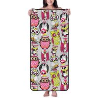 Buewutiry Cotton Bath Towels for Bathroom - Pink Green Owl Microfiber Quick Dry Towels for Body Bath