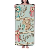 Buewutiry Cotton Bath Towels for Bathroom - Hand Drawn owl Microfiber Quick Dry Towels for Body Bath