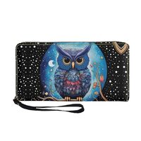 Kxyudcn Owl Wallets Small Long Slim Boho Wristlet Purse for Women Lightweight Coin Pouches Zip Aroun