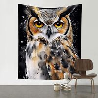 Fehuueoi Owl Tapestry for Bedroom Owl With Golden Eyes Tapestry Fantasy Wall Hanging Backdrop Room D