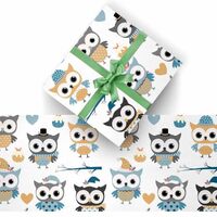 Custoste Fun Owls with Hats Gi-ft Wrap for Wedding Bridal Showers Packing Paper for Dad Mom, Christm