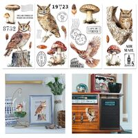 GLOBLELAND 4 Sheets Vintage Owl Rub on Transfer for Furniture 11.8x5.9inch Retro Text Rub on Transfe