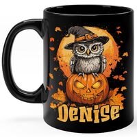 Custom Cute Owl Coffee Mug - Personalized Pumpkin Coffee Cup with Owl Halloween Gifts for Her - Spoo