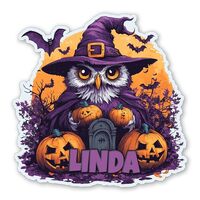 Personalized Funny Halloween Owl Costume Pumpkin Owl Halloween Sticker - UV Printing Technique for V