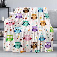 Owl Throw Blanket Gift, Soft Warm Fuzzy Plush Blanket, Smooth Cozy Flannel Blanket for Bed/Couch/Cam