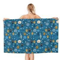 VOSERY Quick Dry Beach Towel - Owls and Trees Soft Bath Towels for Bathroom, Microfiber Towel for Bo