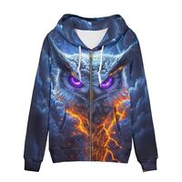 WELLFLYHOM Owl Y2K Hoodies Zip Up Sweatshirt for Women Galaxy Space Graphic Jacket Oversize Hooded C