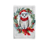 ALAZA Hand Towel Set of 1 100% Cotton Bath Towels Owl Christmas Wreath for Bathroom Housewarming Dec