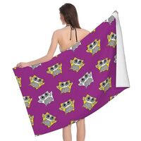 Buewutiry Quick Dry Beach Towel - Quirky Owl Purple Soft Bath Towels for Bathroom, Personalized Beac