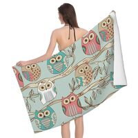 Buewutiry Quick Dry Beach Towel - Hand Drawn owl Soft Bath Towels for Bathroom, Personalized Beach T