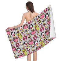 Buewutiry Quick Dry Beach Towel - Pink Green Owl Soft Bath Towels for Bathroom, Personalized Beach T