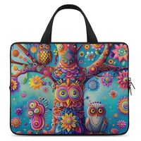 Psychedelic Tree Jumbling Vines Owls Laptop Bag Laptop Case Computer Messenger Bag with Adjustable S