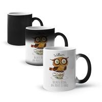 Customized Name Humor Owl Magic Coffee Mug, Personalized Cute Animal Heat Revealing Cup, Custom Owl 