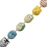 John Bead 7pcs 14x17mm Assorted Colors Owl Animal Handmade Ceramic Beads for DIY Jewelry Necklace Br