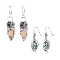 NOIAFZY 2Pairs Vintage-Inspired Bohemian Owl-Shaped Dangle Earrings and Unique Shimmering Bohemian F