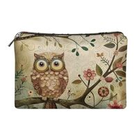 Kxyudcn Owl Print Leather Wristlet Handbags Purses for Women Men Fashion Design Cell Phone Pocket Cl