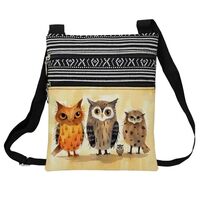 LiuenMgg Cartoon Owl Messenger Bag Small Ethnic Pattern Printed Adjustable Strap Crossbody Zipper Ba