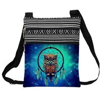 LiuenMgg Dreamcatcher Owl Messenger Bag Small Ethnic Pattern Printed Adjustable Strap Crossbody Zipp