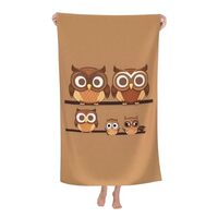 Nhyonu Cute Big Brown Cartoon Owls Print Microfiber Beach Towel Quick-Drying Pool Towel Blanket Cove