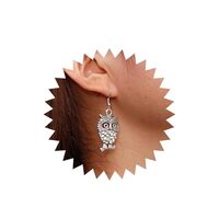 Andelaisi Boho Owl Dangle Earrings Vintage Owl Bird Hook Earrings Silver Indian Owl Drop Earrings Pe