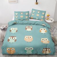 Epzylqyr Cute Owl Duvet Cover California King Size - Cartoon Animals Duvet Cover Set 3 Piece with 2 