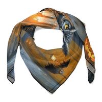 DuduYH Halloween Black Owl Perched on A Stoop Women Hair Scarf Square Silk Like Head Scarves Handker
