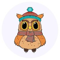 24 x 40mm Round 'Cute Winter Owl' Stickers (SK00068775)