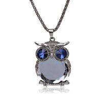 LittleFathand Owl Necklace for Women Men Dainty Crystal Owl Pendant Necklace Cute Owl Bird Choker Ne