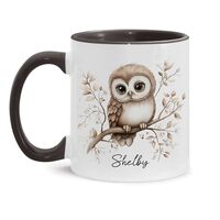 Lovely Owl Accent Cup, Owl Coffee Mug With Customized Name, Animal Ceramic Cup 11oz 15oz, Personaliz