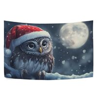WOIWB Christmas Cute Owl Tapestry Aesthetic Tapestries Wall Hanging One Side Horizontal Tapestry Wal