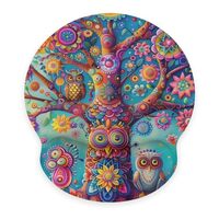 Psychedelic Tree Jumbling Vines Owls Mouse Pad Computer Mouse Pad with Wrist Support Rest Non-Slip S